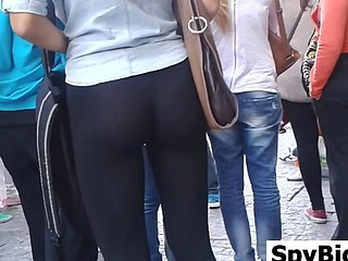 Great Ass In Black Leggings Spied On